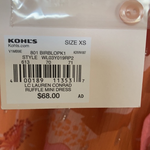 Relist9/28 LC Lauren Conrad floral print dress ruffle & metallic details boho XS - Picture 11 of 17